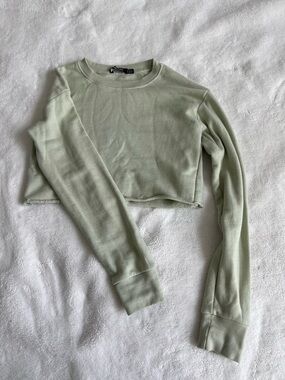 Nasty Gal Light Green Cropped Sweatshirt